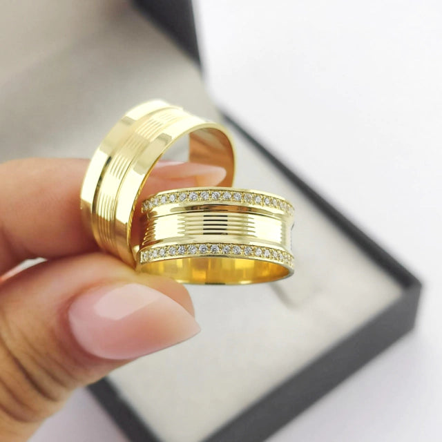 Aliança Reta 8mm em Ouro 18K San Jose