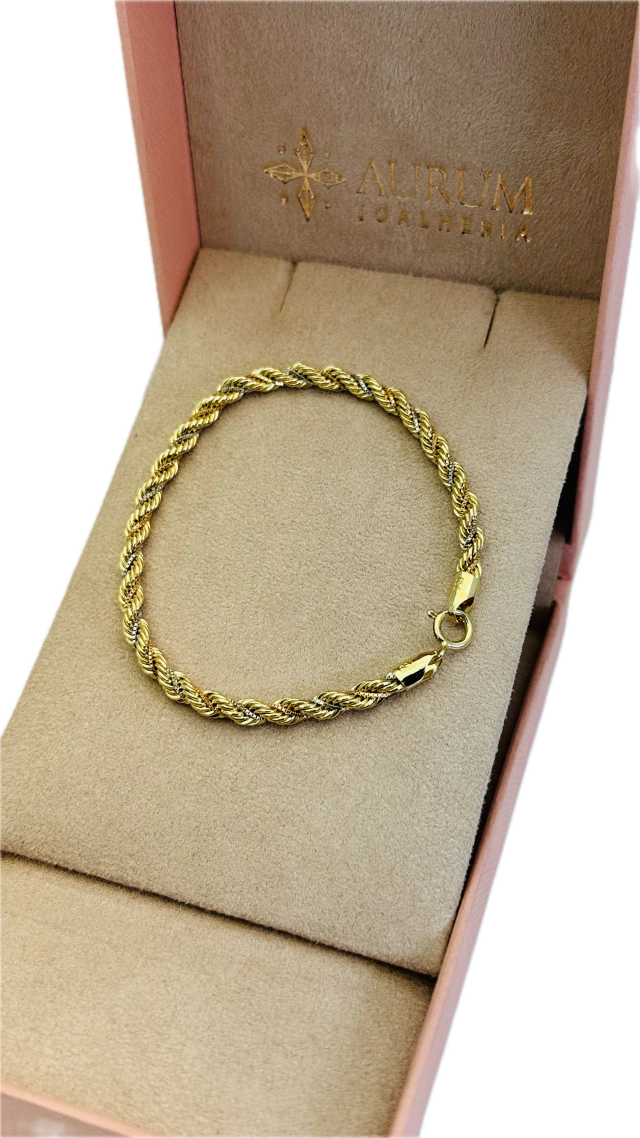 Pulseira Tricolor Ouro 18K Feminina