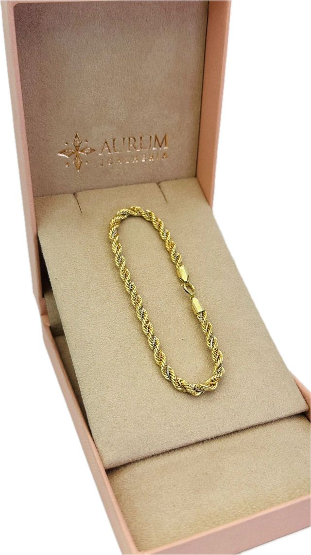 Pulseira Tricolor Ouro 18K Feminina